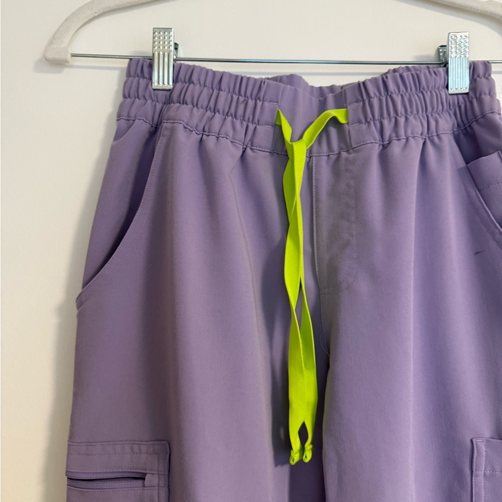 Lavender Umam Cargo Joggers with Neon Drawstring